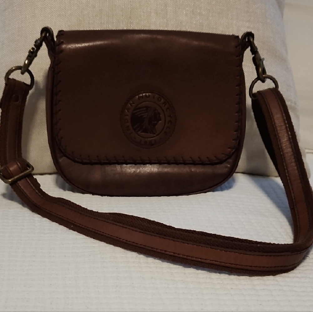 Indian Motorcycle Brown Leather Crossbody Bag
